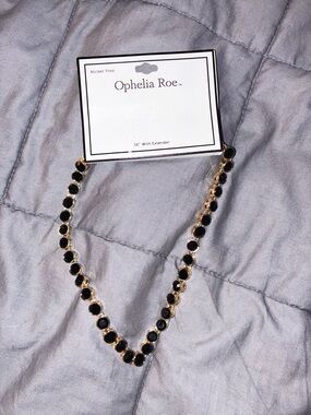Ophelia Roe Black and Gold Round Stone Necklace